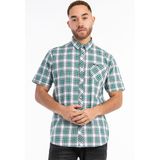 Lonsdale - Geruit Overhemd - Korte Mouwen - Blauw/Wit - Katoen