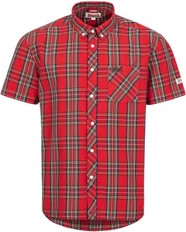 Lonsdale - Brixworth T-shirt - Rood-Navy - 100% Katoen - Korte Mouwen