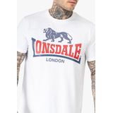 Lonsdale Heren Lion Two Tone T-shirt, wit/marineblauw/rood., 3XL