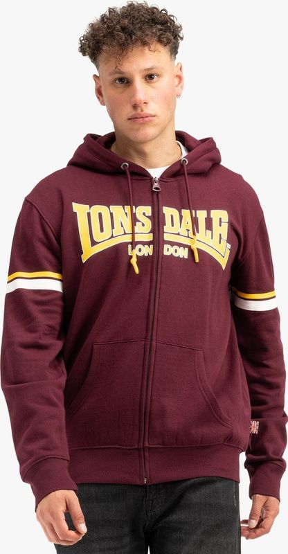 Lonsdale - DARFIELD - Sweatshirt - Oxblood/Geel/Wit - Materiaal: Katoen