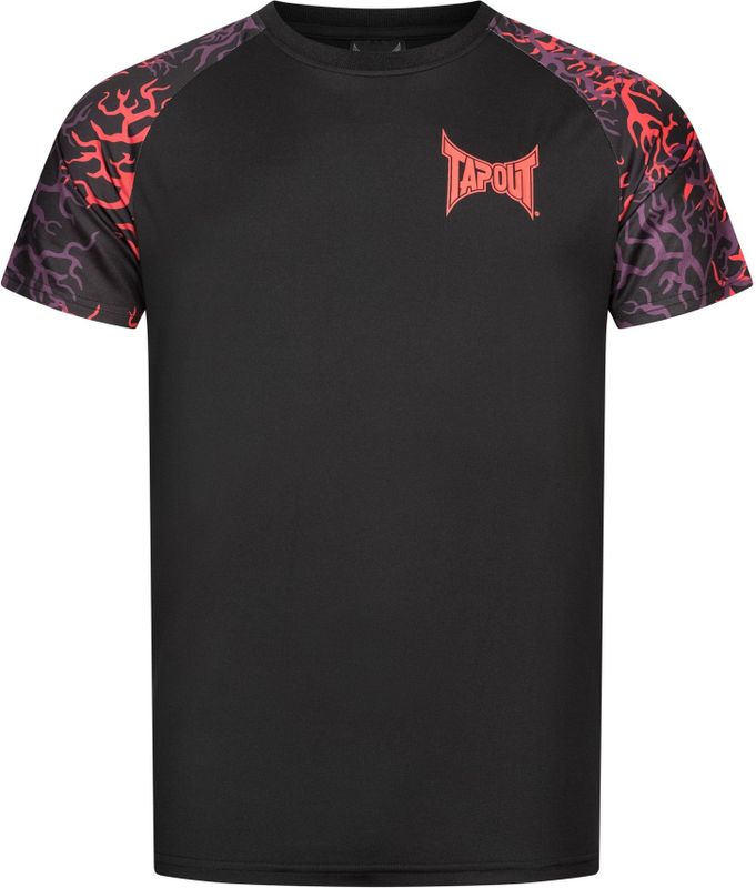 Tapout - Taproot Tee - Funktionsshirt - Zwart/Rood/Aubergine - Normale Pasvorm