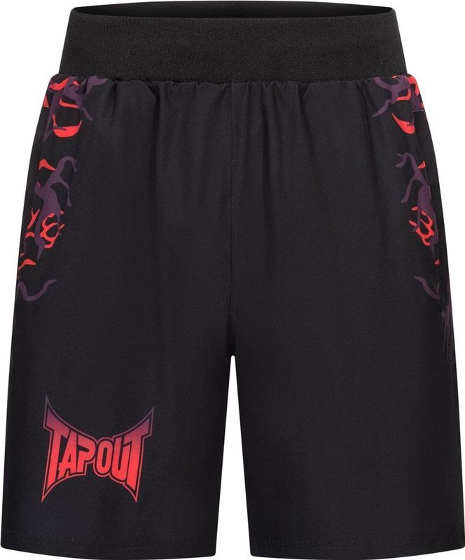 Tapout - Taproot Shorts - Korte Broeken - Zwart/Rood/Aubergine - Normale Pasvorm