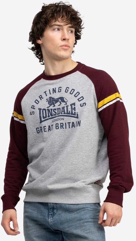 Lonsdale - Bregis - Sweatshirt - Marl Grey/Oxblood/Navy - Normale Passform