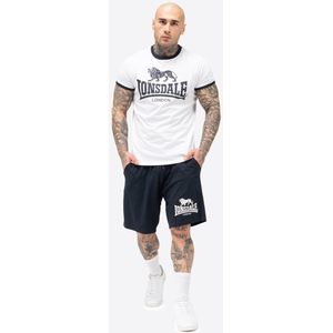 Lonsdale - T-shirt en Shorts - Wit/Marineblauw - Normale Pasvorm