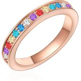 Memoire Ring - Roségoud - IJzerlegering - Dames - Geplatineerd 14 Karaat - Swarovski Kristallen