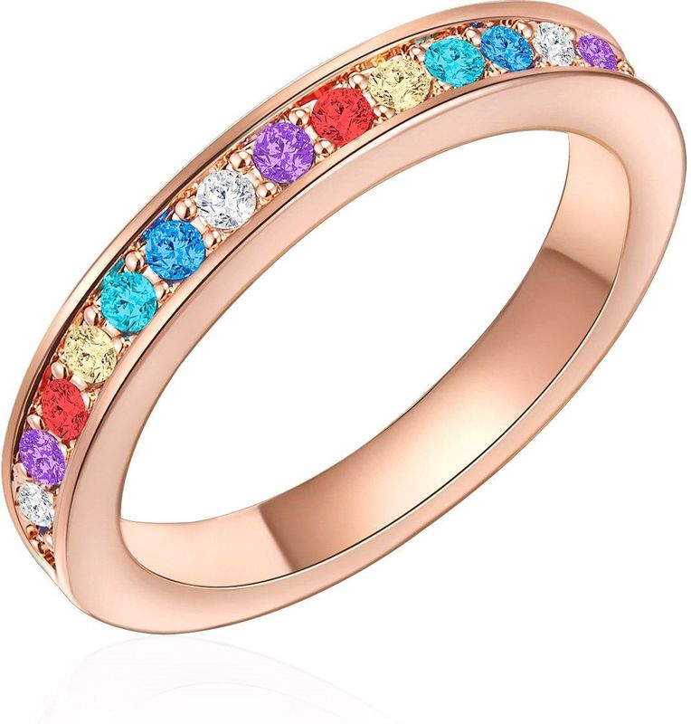 Memoire Ring - Roségoud - IJzerlegering - Dames - Geplatineerd 14 Karaat - Swarovski Kristallen
