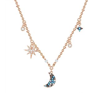 Lulu & Jane - Halskette Halbmond/Stern Messing verziert mit Kristallen von Swarovski® in Roségold Ketten 1 ct Damen (54.99 € / 1 ct)
