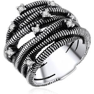 Lulu & Jane - Ring Metall-Legierung Glas in Silber Ringe 1 ct Damen (36.99 € / 1 ct)
