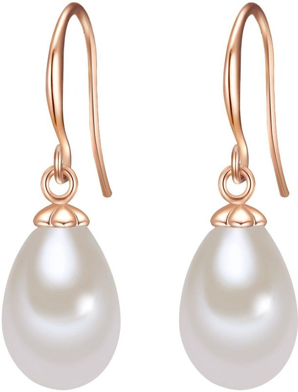 Oorbellen - Roségoud - IJzerlegering - Druppelvormige Schelpparels - 14 Karaat Verguld