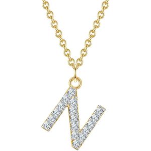 Glanzstücke München - Halsketting - Geelgoud - Ankerketting - Letter N