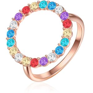 Lulu & Jane - Ring Kreis Messing verziert mit Kristallen von Swarovski® in Roségold Ringe 1 ct Damen (25.99 € / 1 ct)