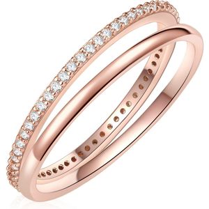Lulu & Jane - Ring Messing Zirkonia in Roségold Ringe 1 ct Damen (39.99 € / 1 ct)