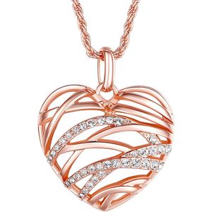 Lulu & Jane - Halskette Herz Metall-Legierung verziert mit Kristallen von Swarovski® in Roségold Ketten 1 ct Damen (24.99 € / 1 ct)