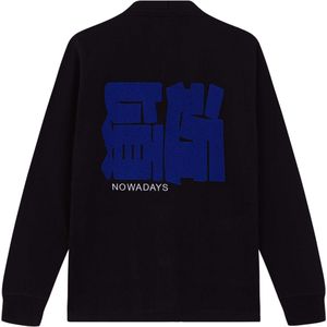 NOWADAYS - Cardigan - Zwart - Gemaakt van organische sweat katoen met borduur applicatie