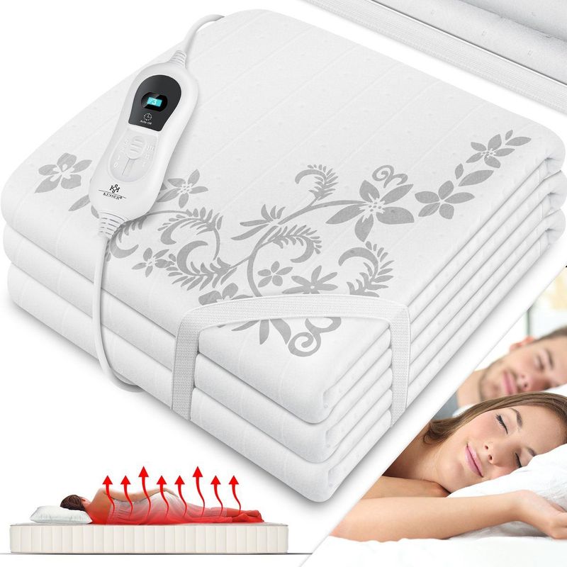 Wärmeunterbett mit Abschaltautomatik Fernbedienung Heizdecke mit 3 Temperaturstufen Wärmebettunterlage fürs Bett Matratzenheizung Weiß mit Motiv