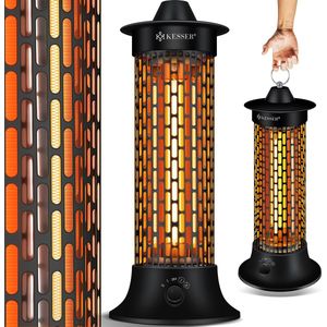 KESSER® Elektrische Kachel 1200W Terrasverwarmer Energiezuinig Infrarood Verwarming Staand Heater IP55 Verwarmer - Zwart