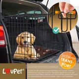 LOVPET® Hundekäfig klappbar Hundetransportkäfig Inkl. Fleecedecke + Napf Hundebox mit 2 Türen Transportkäfig Auto, Tiertransportbox Hundetransportbox mit Bodenschale