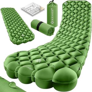 Camping Matras Opblaasbaar Luchtbed Camping Mat, incl. Draagtas Outdoor Ultralichte Opvouwbare Slaapmat [met Reparatie Kit] Draagvermogen: 200Kg Groen