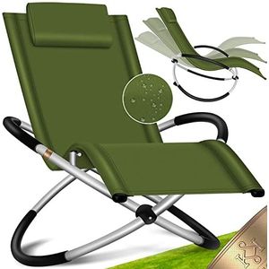 KESSER® Relaxstoel, ligstoel, tuinligstoel, zonnebed, tuinstoel, vouwstoel, schommelstoel, ergonomische relaxstoel, weerbestendig, belastbaar tot 180 kg, kaki