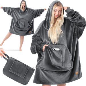 KESSER - Oversized Oodie - Draagbare Deken - Antraciet - Fleece met Mouwen