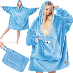 KESSER® Oversized Oodie - Fleece Deken met Mouwen | Draagbare Deken - Snuggle Hoodie | Plaid Knuffeldoekje - Lichtblauw
