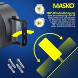 MASKO® Automatik Kabeltrommel Verlängerungskabel mit 3-Fach Anschluss 180° drehbar 1,5m Zuleitung Wandhalterung Werkstatt Kabelaufroller Automatisch Stromtrommel Schlauchaufroller Inkl. Handschuhe