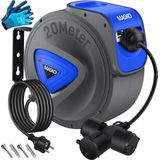 MASKO Kabelhaspel - 3-Voudige Aansluiting - Robuuste Wandmontage - Zwart