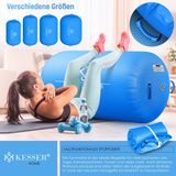 KESSER - Airtrack Turnmat - Opblaasbare Gymnastiek Rol - Blauw - PVC - Inclusief Elektrische Luchtpomp