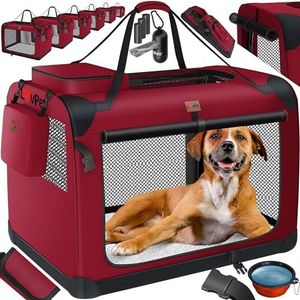 LOVPET® reisBench Hondenbench hondenbox honden transportbox opvouwbaar incl. transportzak hondenbak transportbox voor huisdieren, honden en katten transportbox - XL, Bordeaux