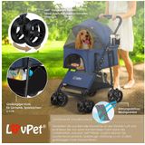 LOVPET® Hundewagen 2in1 Hundebuggy Hundebox Transporttasche Faltbar klappbar bis 20 kg Haustiere Buggy mit Netzfenstern & Regenschutzabdeckung Jogger Katzenbuggy für kleine Hunde Katzen