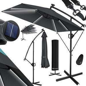 KESSER® Holly Parasol zonnescherm Rechthoekige + hoes + windvang met zwengel Zwengelparaplu met standaard UV-bescherming Waterafstotend aluminium 250cm x 250cm
