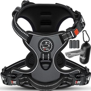 Lovpet® Hundegeschirr ohne Zug & würgen für Hunde & Welpen  atmungsaktiv & weich Brustgeschirr reflektierend  No-Pull-Geschirr inkl. Beutelrollen  Verstellbares Geschirr mit Griff