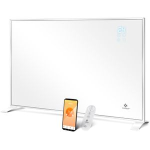 KESSER® Infrarood Verwarmingspaneel Energiebesparing Elektrische Kachel Vrijstaand & Wandmontage met Thermostaat & App Control - Paneelradiator Elektrische Verwarming Paneel - Convector Standvoeten - Wit / 540W