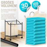 KESSER® Wasmand, wasverzamelaar, wassorteerder met 3 afneembare stoffen waszakken, wasbox met 12 wasinstructies, 360°-wielen met rem, wassorteersysteem, 3 vakken x 35 liter, beige