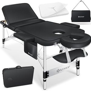 KESSER® Mobiel Massagebed Opvouwbaar & In Hoogte Verstelbaar 3-Zone Massagebed Massagetafel Cosmetisch Bed Breed Therapiebed Aluminium + 10x Gezichtssteun met Hoofdsteunen Armsteunen & Tas