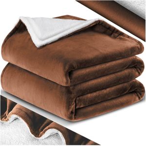 KESSER - Fleece Deken - Donkerbruin - Materiaalmix Sherpa en Fleece - OEKO-TEX Gecertificeerd