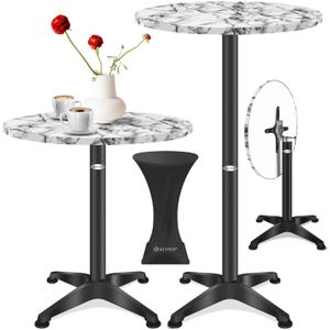 Bartafel - statafel - diameter 60 cm - marmerlook - stalen frame - hoogte 115 cm