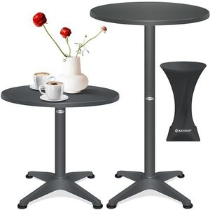 KESSER® hoge tafel bistrotafel | gepoedercoat roestvrij stalen blad | in hoogte verstelbare poten | partytafel Ø 80 cm | binnen & buiten | receptietafel | klaptafel incl. afdekhoes antraciet