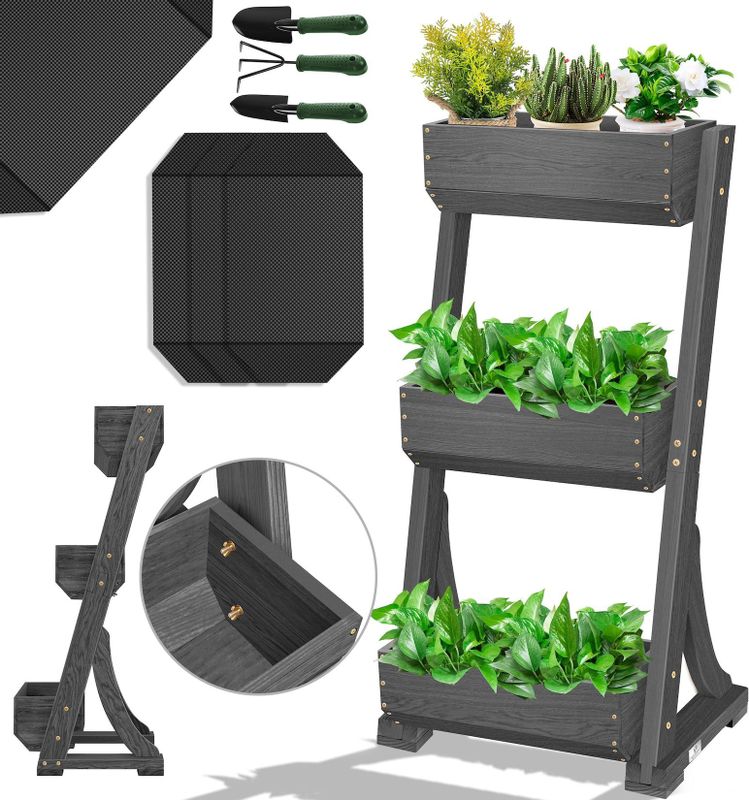 Kesser - Hochbeet mit Etagen Premium Blumenkasten Blumentreppe Pflanztreppe - Gemüsebeet Kräuterbeet Pflanzkübel Frühbeet Blumenbeet Pflanzkasten