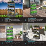 Hochbeet mit Etagen Premium Blumenkasten Blumentreppe Pflanztreppe - Gemüsebeet Kräuterbeet Pflanzkübel Frühbeet Blumenbeet Pflanzkasten Anthrazit /