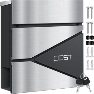 Brievenbus - Modern - Staal - Zwart