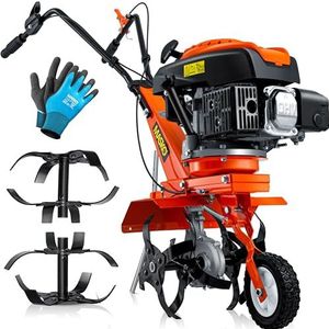 MASKO® Benzine tuinfrees MK-909 motorhak 3 kW (4,1 pk) 139 cc akkerfrees met 36 cm werkbreedte - 4-takt motor - 16 harde messen - grondfrees - tuinfrees - cultivator - grondhak, oranje