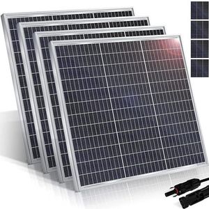 KESSER® Zonnepanelenset van 4 monokristallijne zonnemodules Zonnepaneel - 100W 18 V voor 12 V accu's, fotovoltaïsch - Zonnecel PV-systeem Solar voor caravans, camping, balkon, tuinhuisjes