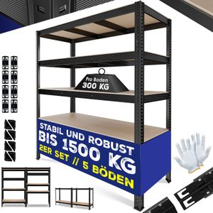 MASKO® Schwerlastregal Lagerregal Kellerregal 160x160x40cm, verstellbare Ablagen, MDF-Platten Regal aus Metall, Steckregal, Werkstattregal Stahlgestell Garage Werkbank