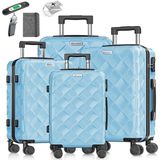 KESSER Kofferset, 4-teilig ABS Hartschalenkoffer mit Zahlenschloss, Waage & Brieftasche