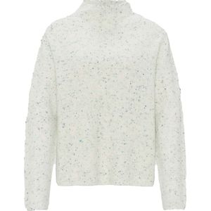 Opus - Gebreide Trui - Ecru - Wol - Hoge Hals - Wijde Fit