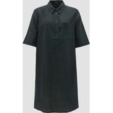 Opus - Linnen Jurk - Donkergroen - Hemdkraag - Halflange Mouwen
