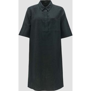 Opus - Linnen Jurk - Donkergroen - Hemdkraag - Halflange Mouwen