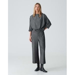 Opus - Culotte - Zwart-Wit Visgraatmotief - Hoge Taille - Gerecycled Polyester