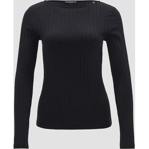 OPUS Langarmshirt Rippshirt SOVKE Slim aus Baumwoll Mix